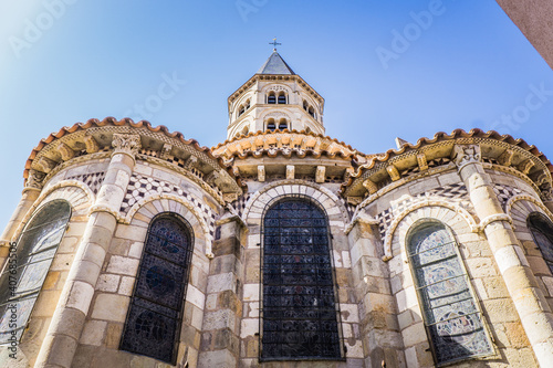 view of the Notre Dame du Port basilica  a romanesque church in Clermont-Ferrand  Auvergne  France 