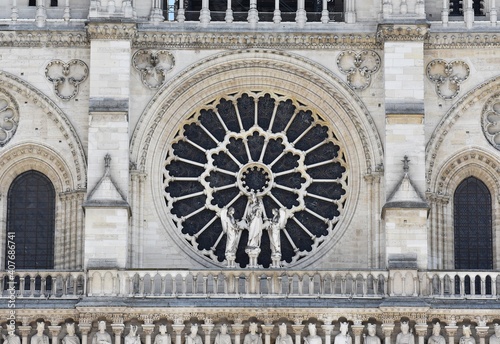 Wallpaper Mural Details facade of the famous Notre-Dame cathedral, in Paris, France. Torontodigital.ca
