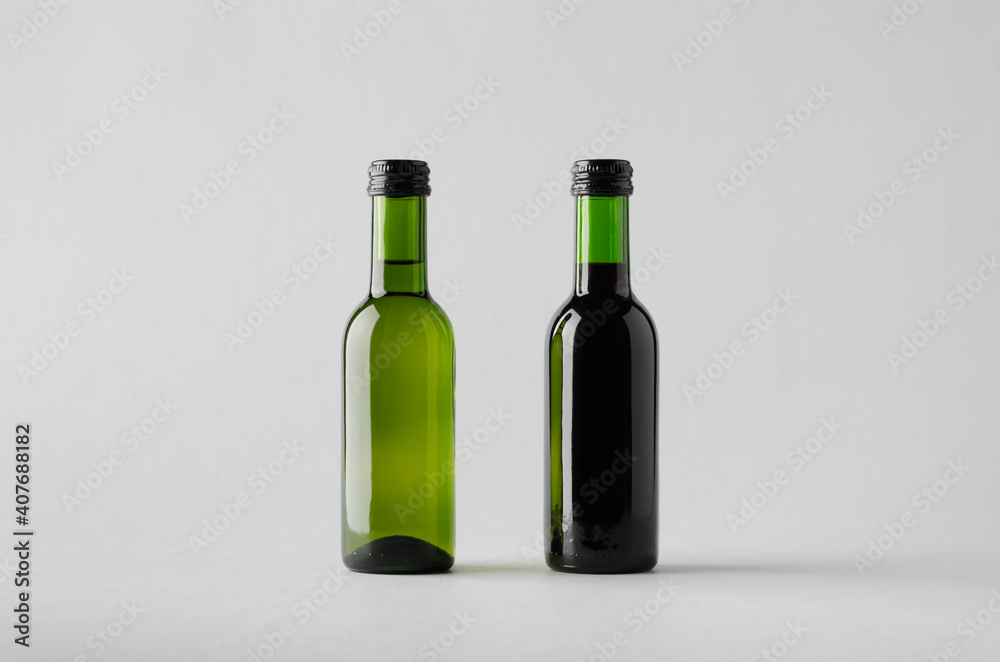 Wine Quarter / Mini Bottle Mock-Up - Two Bottles Wine Quarter / Mini Bottle Mock-Up - Two Bottles