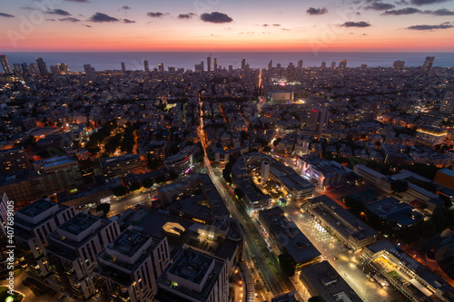 Tel Aviv sunset top view