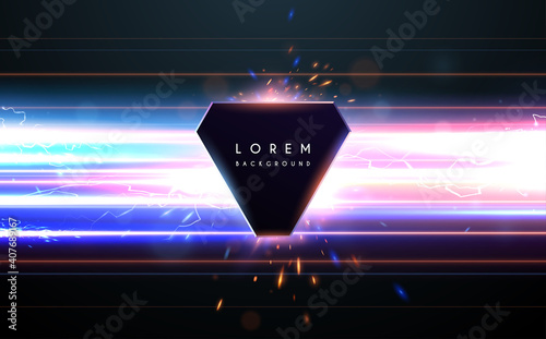 Abstract glowing light lines background with sparks