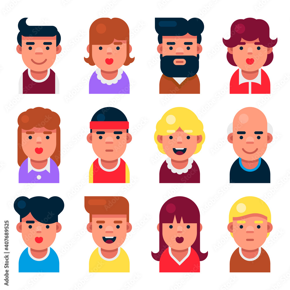 Avatar Userpic Set. Cute Cartoon Characters Icons Set for User Profile. Vector Avatar Userpic Set. Cute Cartoon Characters Icons Set for User Profile. Vector