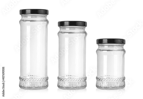 Empty long glass canning jar s photo