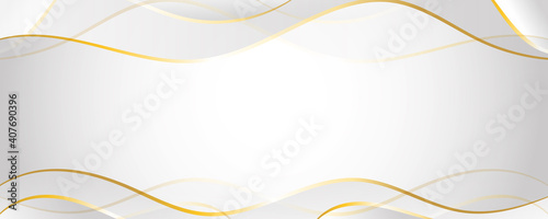 white and gray marble and paper with gold line horizontal banner background