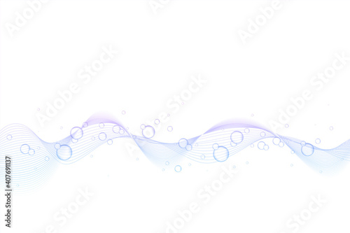 泡 波線 ウェーブ 背景 Abstract wave lines white background with fuzzy bubbles