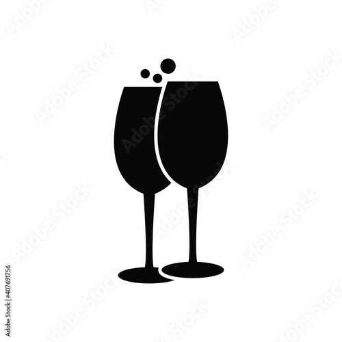 Two wine glasses with bubble vector icon
