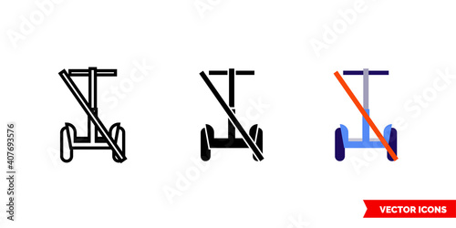 No electric scooter icon of 3 types color, black and white, outline. Isolated vector sign symbol.