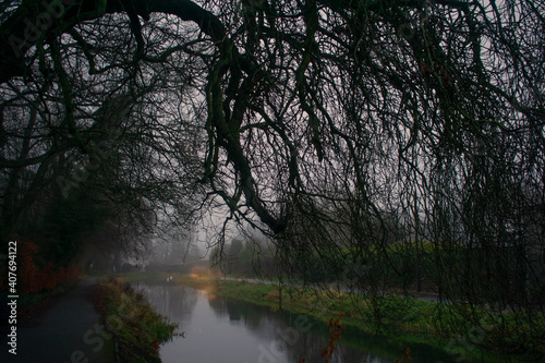 Dull Cloudy Day at Countryside Canal, Ireland