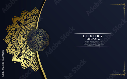 Luxury gold mandala ornate background for wedding invitation, book cover with mandala element style premium vector