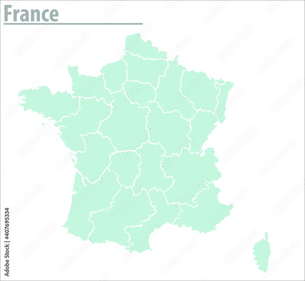 France map illustration vector detailed France map with region names