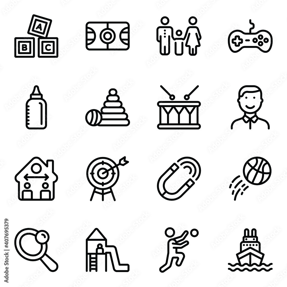 
Set of Human Activities Line Icons