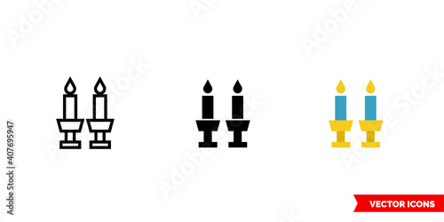 Shabbat icon of 3 types color, black and white, outline. Isolated vector sign symbol.