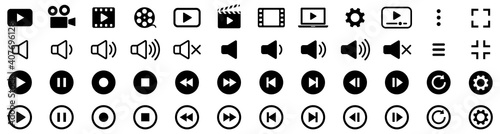Media player icons collection. Video player icons. Cinema icon. Vector photo