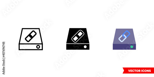 Slave icon of 3 types color, black and white, outline. Isolated vector sign symbol.