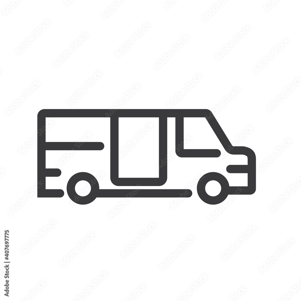 Campervan, bus line icon isolated on clean background. Campervan, bus line icon isolated on clean background.