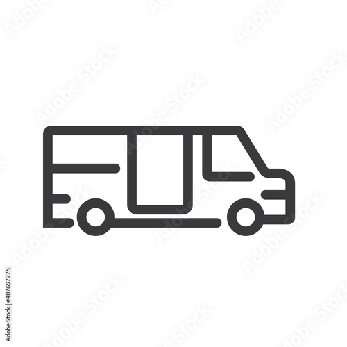 Campervan, bus line icon isolated on clean background. 