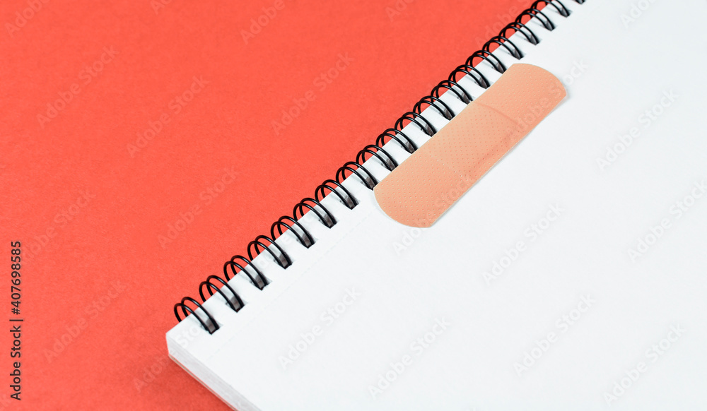 Medical plaster on notebook sheets. Medical plaster on notebook sheets.