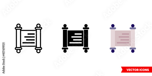 Torah icon of 3 types color, black and white, outline. Isolated vector sign symbol.