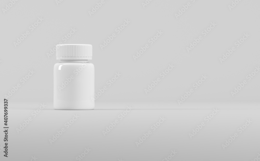 White Plastic Supplement Bottles Mockup 3D Illustration-Medicine Pharmaceutical White Plastic Supplement Bottles Mockup 3D Illustration-Medicine Pharmaceutical
