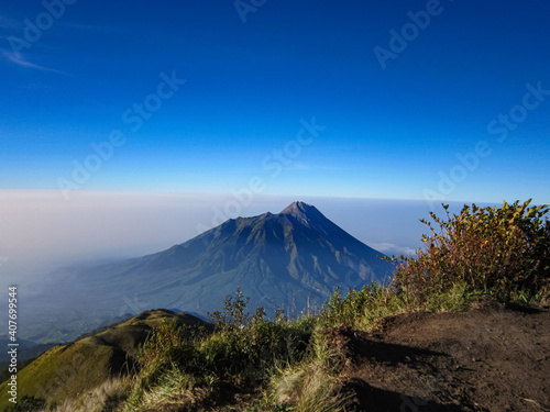 morning view of Mount Merapi from the top