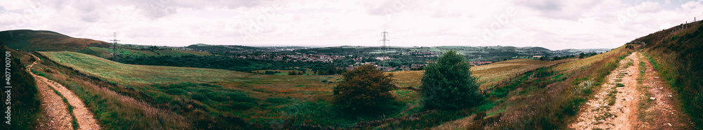 Rural landscape in Greater Manchester, UK. 