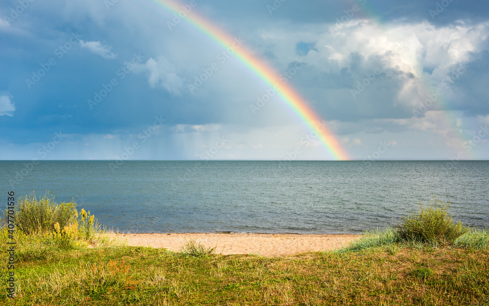 Rainbow and Thunderstorm over the Baltic Sea, Rügen Island, Germany Rainbow and Thunderstorm over the Baltic Sea, Rügen Island, Germany