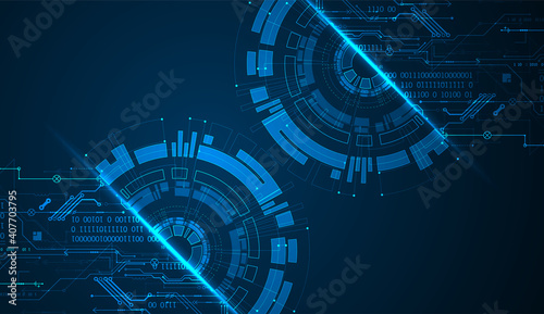 Abstract half-circle technology circuit board. Communication concept.