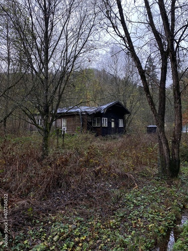 Old Abandoned bungalow left in a camping close to the river Semois, Belgium © Eric Isselée