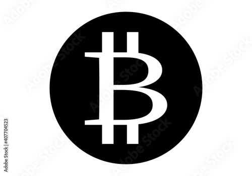 Icono de bitcoin, criptomoneda o moneda digital  sobre fondo blanco