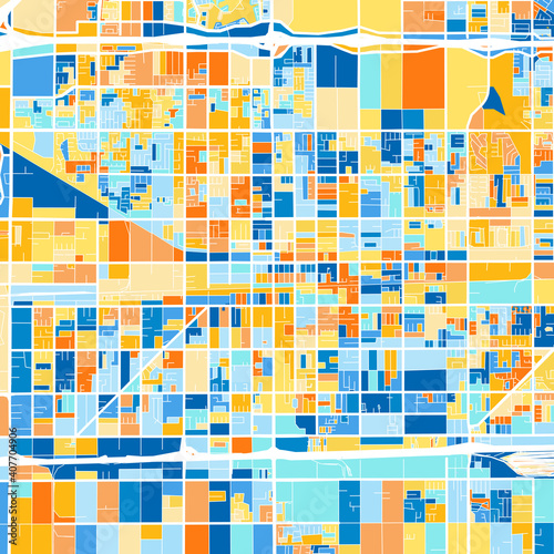 Art map of Fontana, UnitedStates in Blue Orange