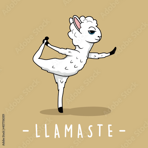 Llama Yoga Cartoon Llamaste Alpaca Natarajasana Pose