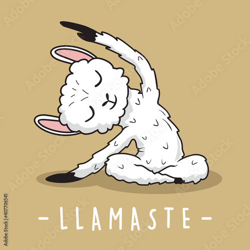 Llama Yoga Cartoon Llamaste Meditation Alpaca Stretch