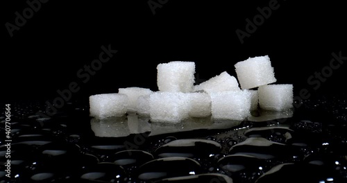 Concept of Reducing sugar consumption to prevent and control noncommunicable diseases according to the World Health Organization. Sugar Close up. High quality. photo