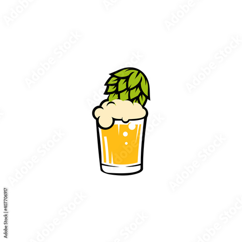 Beer hop logo .label, badge for bar, beer festival, brewery. Isolated on white background.