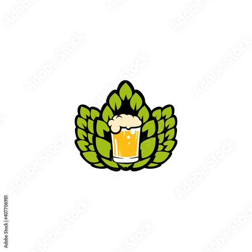 Beer hop logo .label, badge for bar, beer festival, brewery. Isolated on white background.