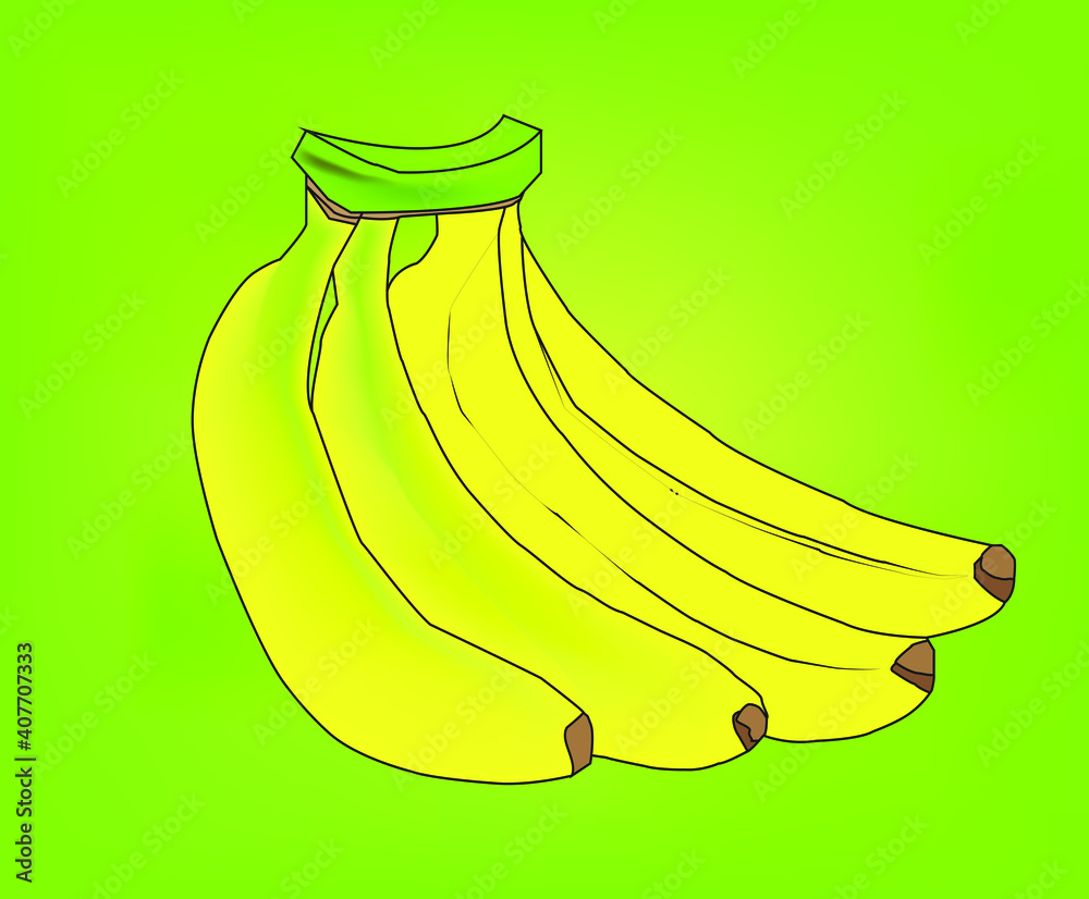 attractive banana on a green background