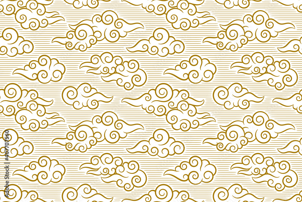 Seamless pattern in oriental style, chinese clouds background.