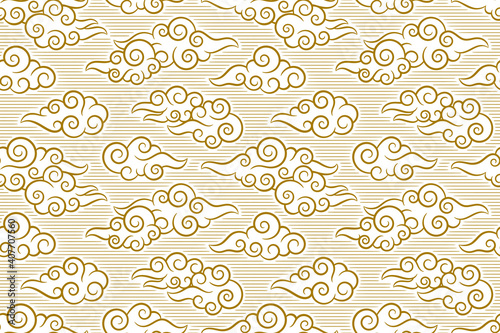 Seamless pattern in oriental style, chinese clouds background.