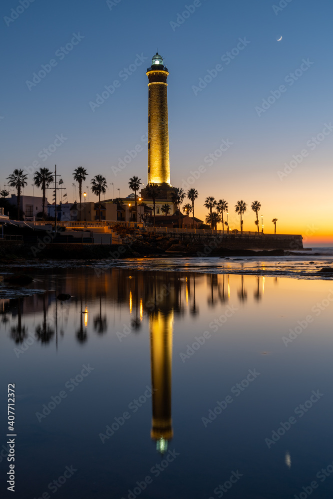 vertical view of the Chipiona lighthouse in Andalusia