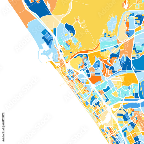 Art map of Oceanside, UnitedStates in Blue Orange