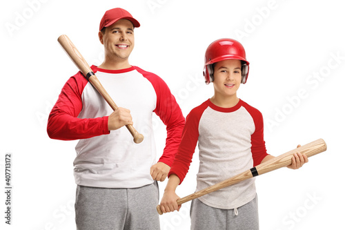 Wall Mural Father and son with baseball bats
