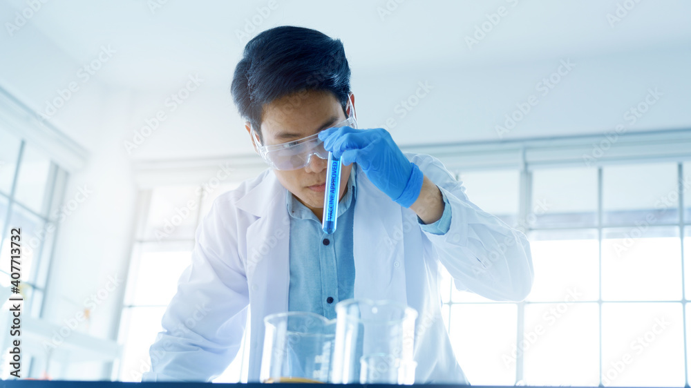 Scientist discover vaccine use to treat COVID-19 In hospital laboratory. Antibiotic help treat the coronavirus. Success heal people. Health care service Scientist discover vaccine use to treat COVID-19 In hospital laboratory. Antibiotic help treat the coronavirus. Success heal people. Health care service