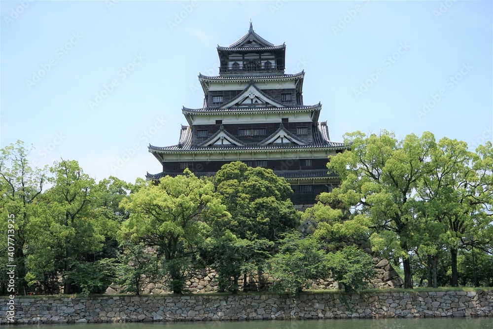 Hiroshima castle in Hiroshima prefecture, Japan - 広島城 広島県 日本 Hiroshima castle in Hiroshima prefecture, Japan - 広島城 広島県 日本