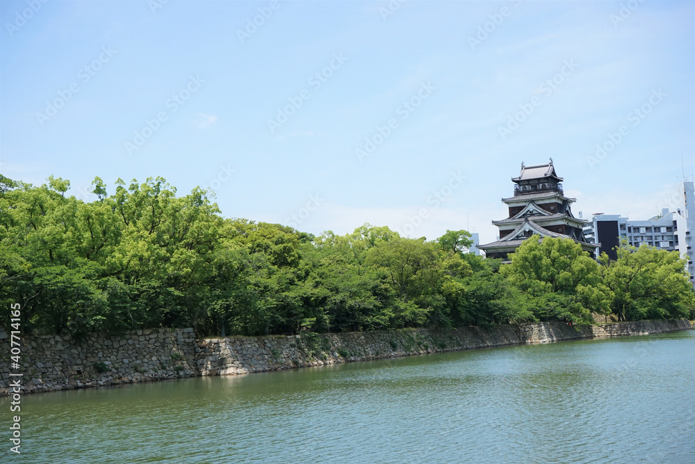 Hiroshima castle in Hiroshima prefecture, Japan - 広島城 広島県 日本 Hiroshima castle in Hiroshima prefecture, Japan - 広島城 広島県 日本