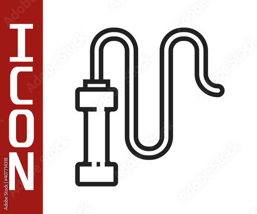 Black line Braided leather whip icon isolated on white background. Vector.