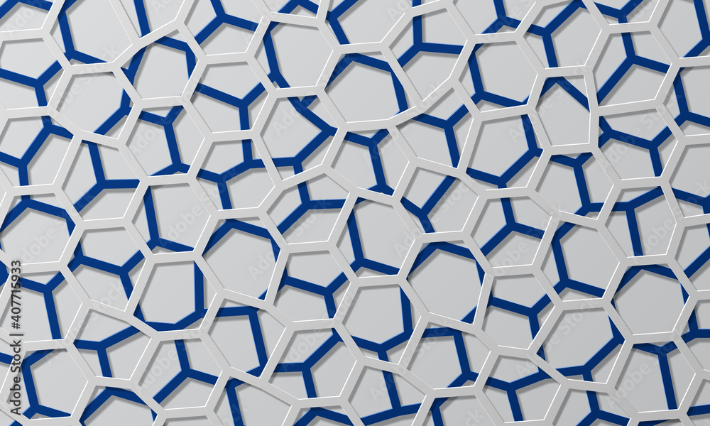 Fototapeta premium Abstract blue and white geometric line overlapping layer background.