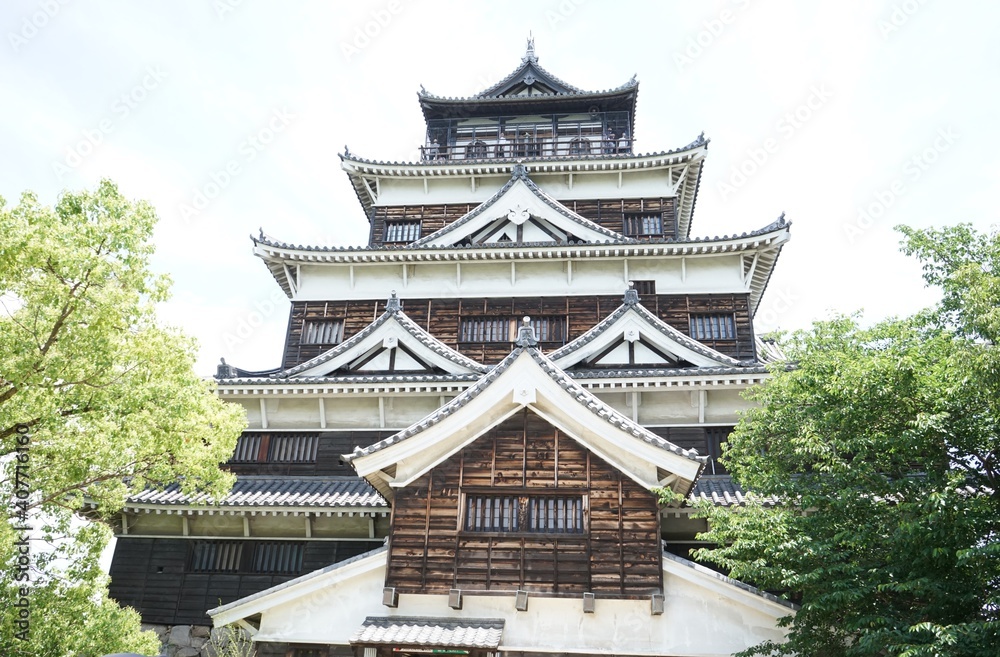 Hiroshima castle in Hiroshima prefecture, Japan - 広島城 広島県 日本