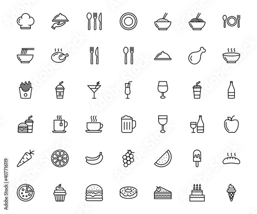 Restauran icon set. food and drink icon for computer  web and mobile app 