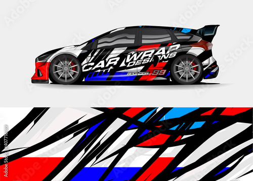 rally car livery design vector. abstract race style background for vehicle vinyl sticker wrap  © talentelfino