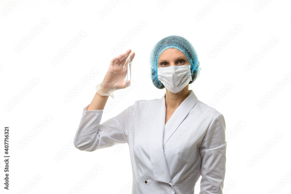 Doctor holding ampoule with medical drug isolated on white background Doctor holding ampoule with medical drug isolated on white background